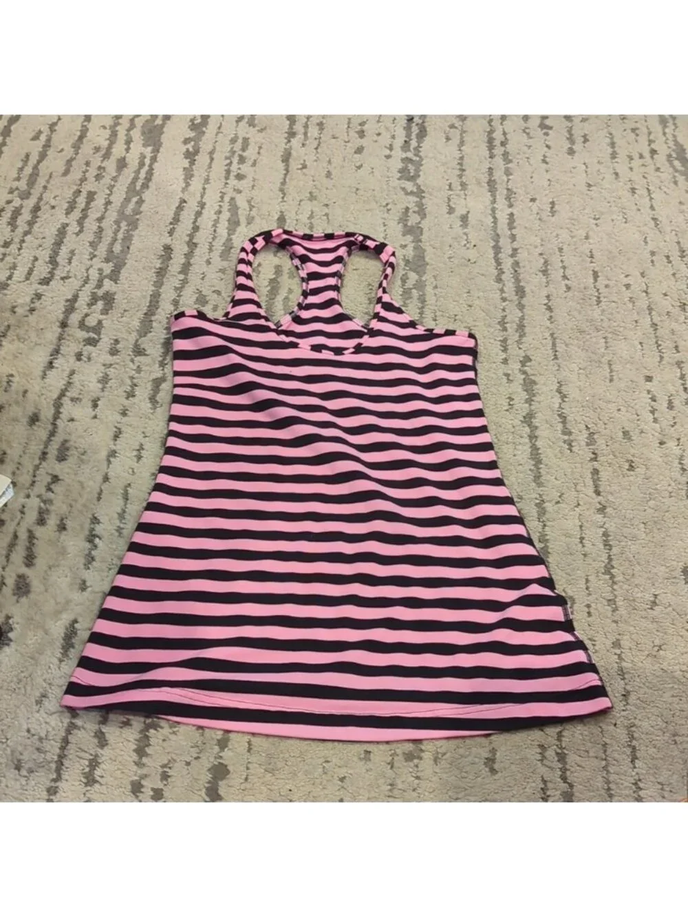 Lululemon Cool Razorback tank Pink & Black stripe